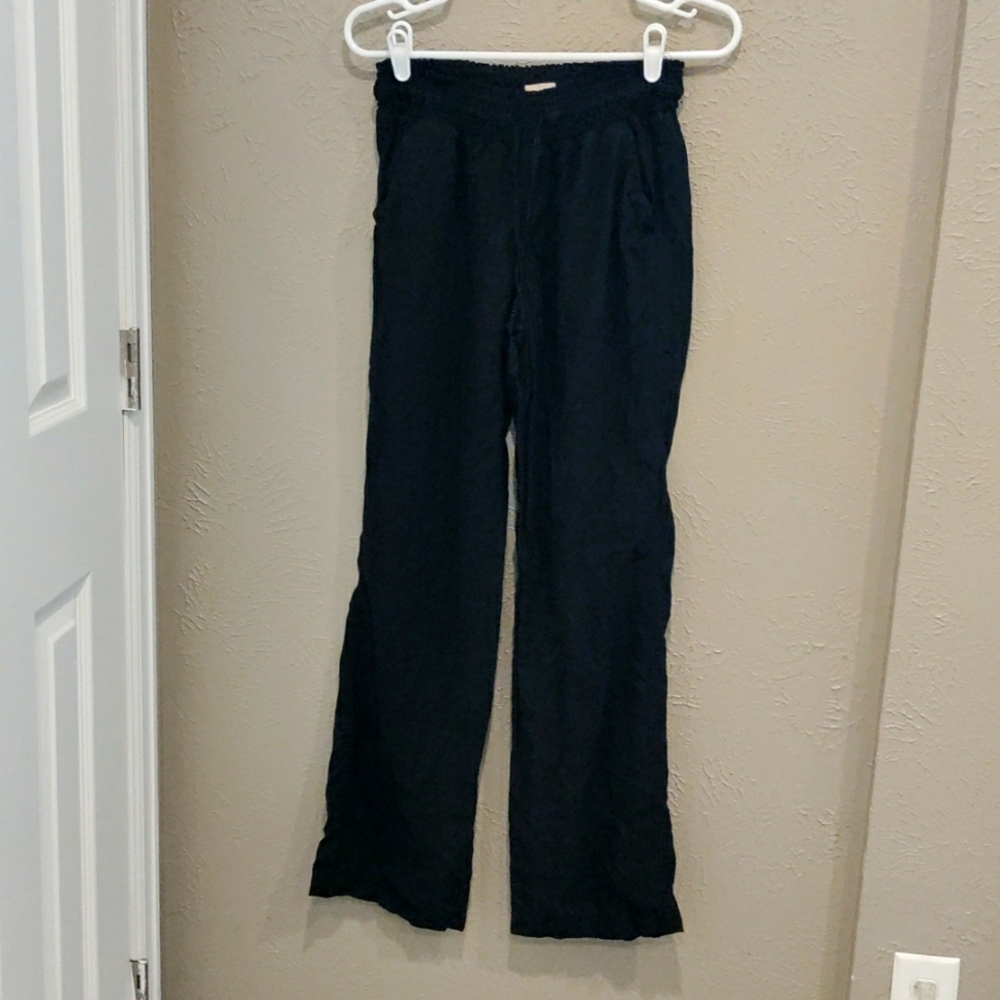 Black linen pants with elastic waistband